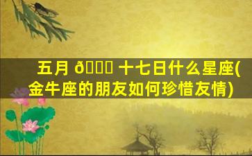 五月 🐞 十七日什么星座(金牛座的朋友如何珍惜友情)